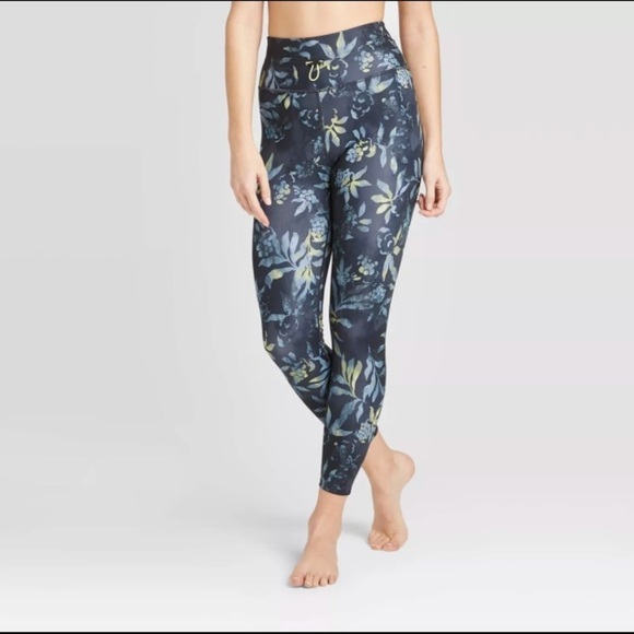 Joy Lab NWT Hi-Rise Bungee Floral Leggings Blue XS - Picture 1 of 11